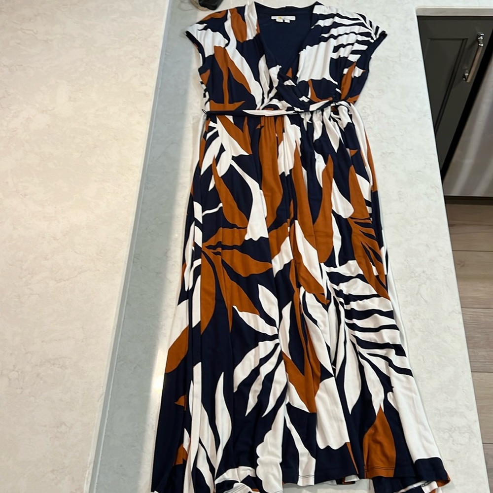 EUC Boden Dress - Navy, Brown, White